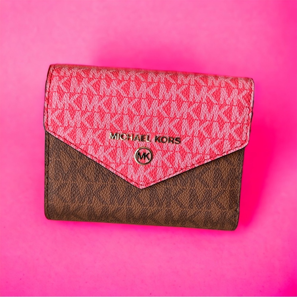 Michael Kors jet set envelope wallet pink grapefruit luggage